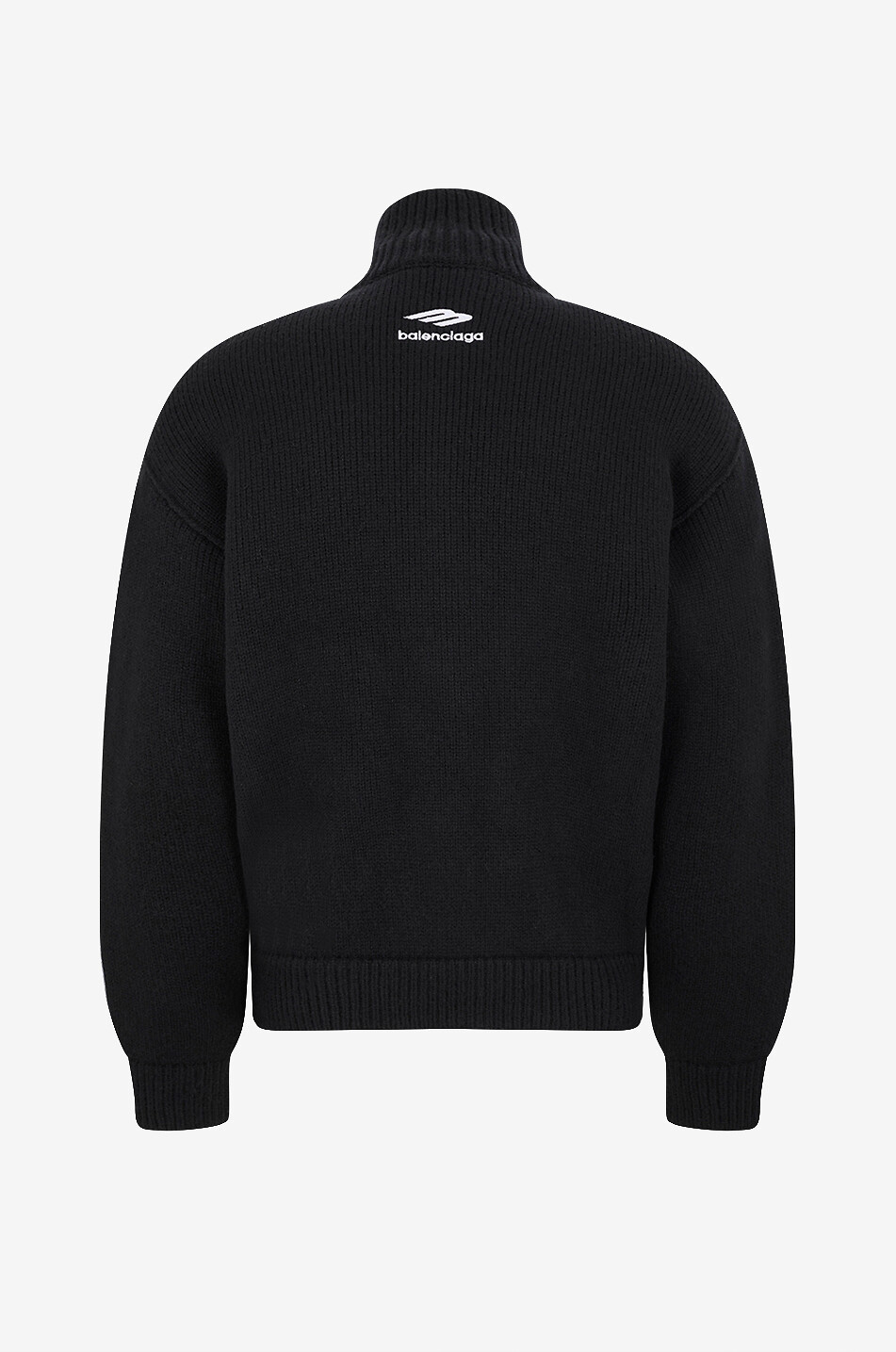 BALENCIAGA Cardigan côtelé zippé en laine 3B Sports Icon Homme NOIR 2
