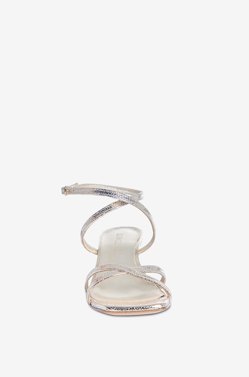 BONGÉNIE Sandales à talon en cuir métallisé craquelé Aries 60 Femme DORE 2