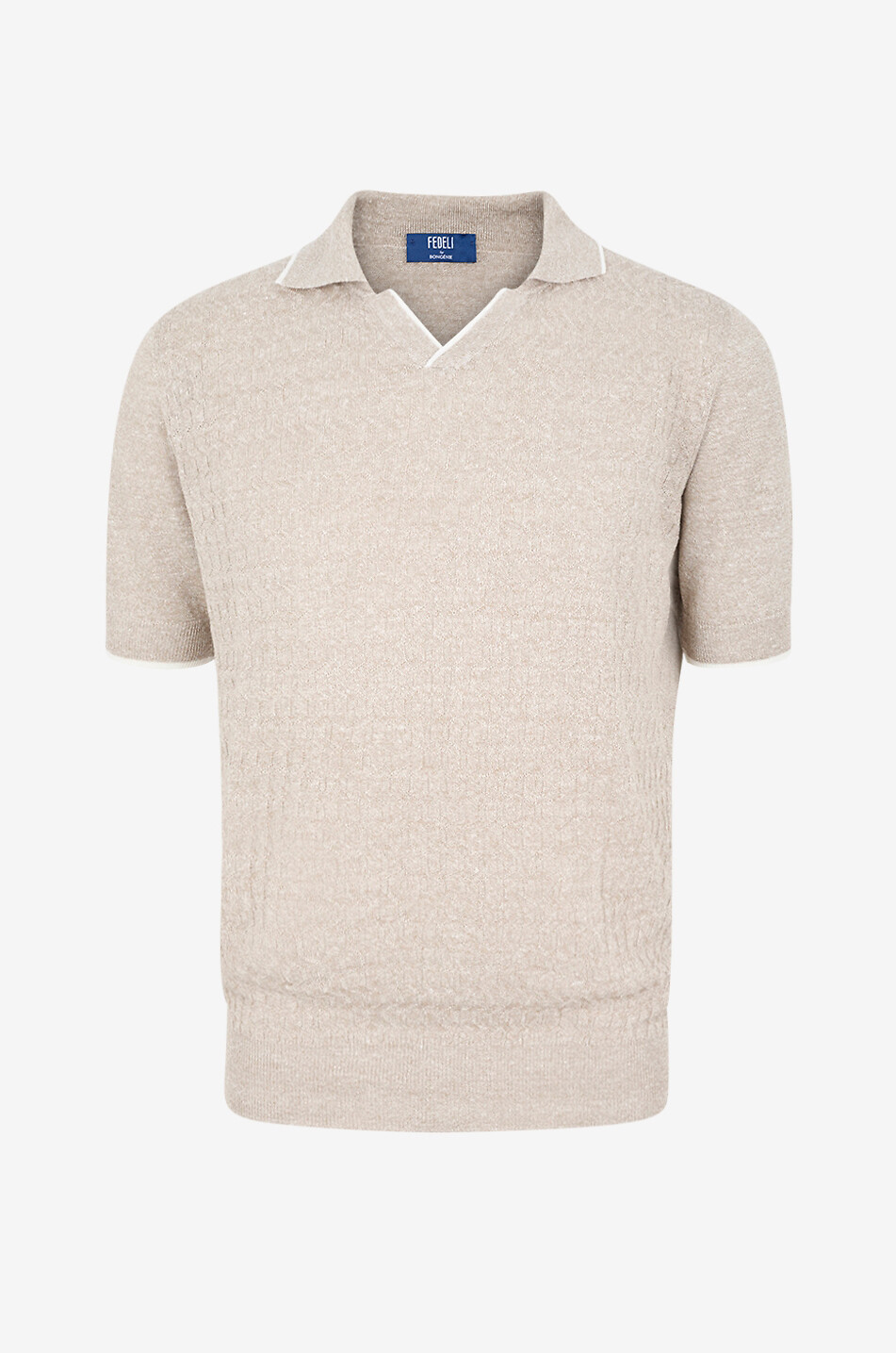 FEDELI Meliertes Zopfstrick-Polohemd aus Leinen und Baumwolle Irlanda Herren BRAUN 1