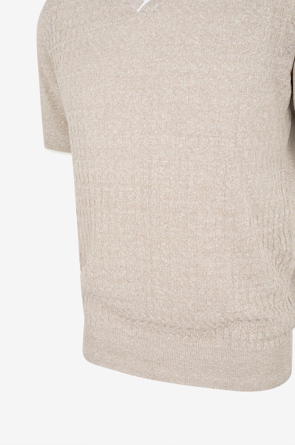 FEDELI Meliertes Zopfstrick-Polohemd aus Leinen und Baumwolle Irlanda Herren BRAUN 3