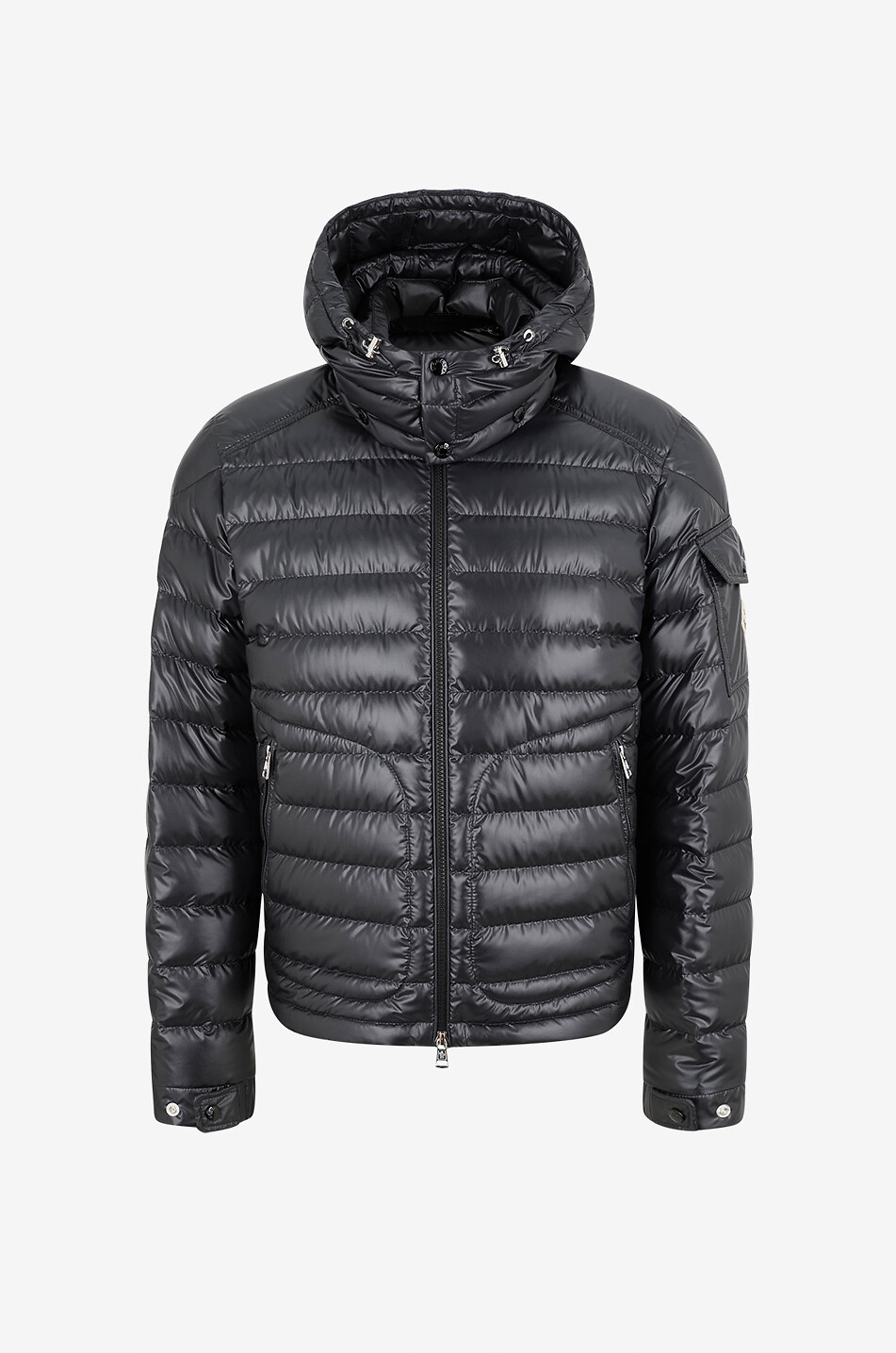 Hanoverian long lacquered nylon down jacket - MONCLER - BLACK
