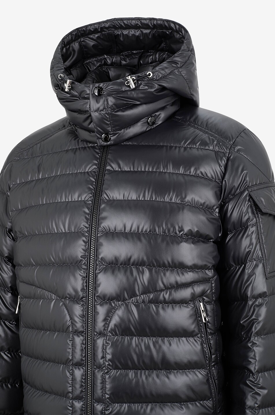 MONCLER Leichte kurze Daunenjacke mit Kapuze aus technischem Gewebe Lauros Herren SCHWARZ 3