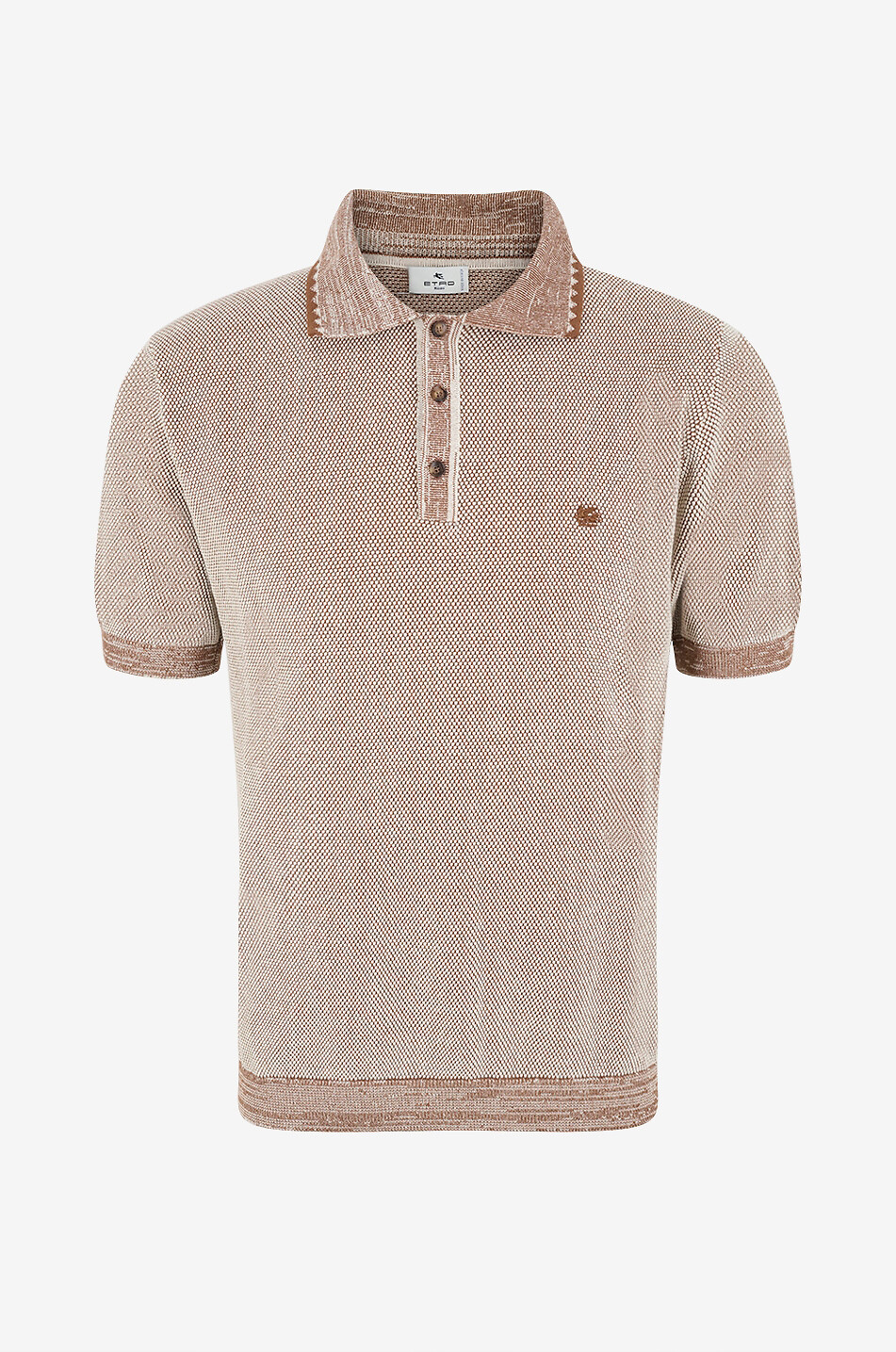 ETRO Polo en maille fine de coton à manches courtes Pegaso Homme MARRON CLAIR 1