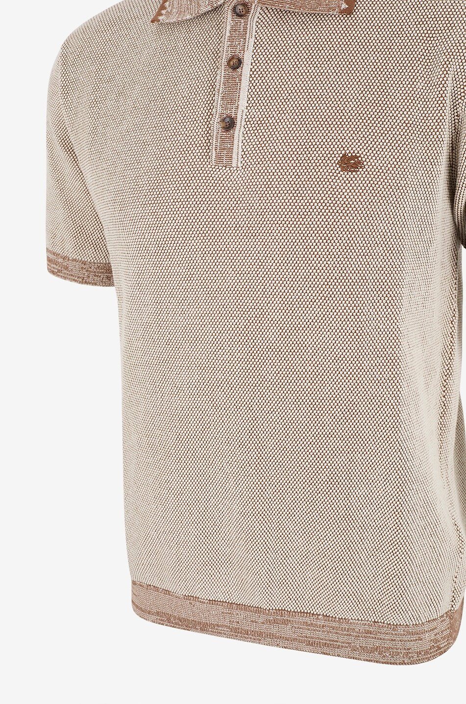 ETRO Polo en maille fine de coton à manches courtes Pegaso Homme MARRON CLAIR 3