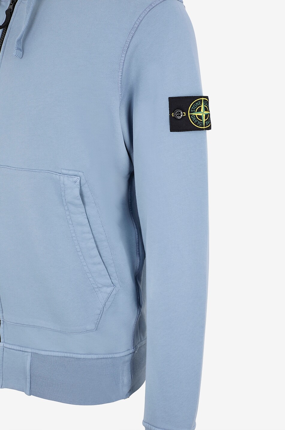 STONE ISLAND Kapuzen-Sweatjacke 6100061 Organic Cotton Fleece Herren MITTELBLAU 3