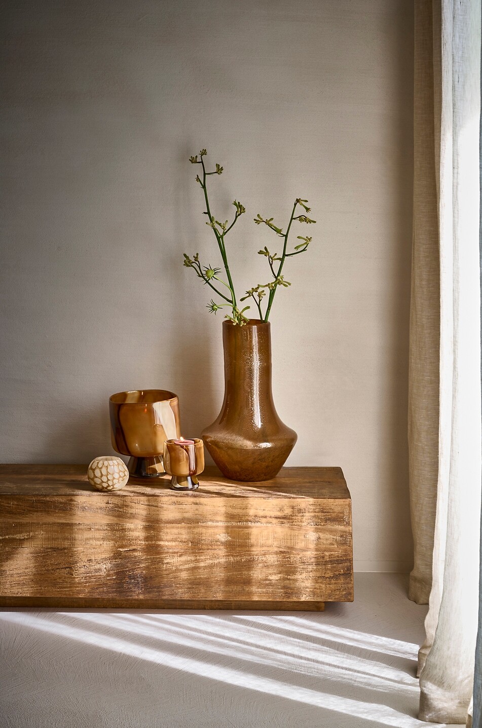 POMAX Photophore et vase en verre technique tie and dye Camou - H12 Maison CAMEL 2