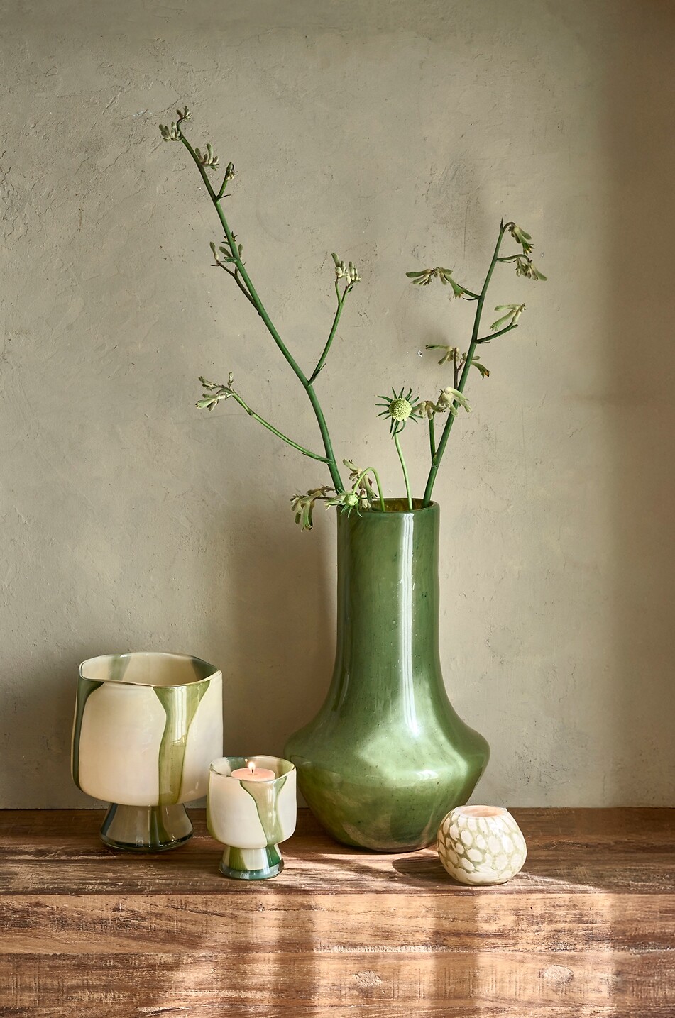 POMAX Vase et photophore avec motif tie and dye Camou - H21 Maison VERT 2