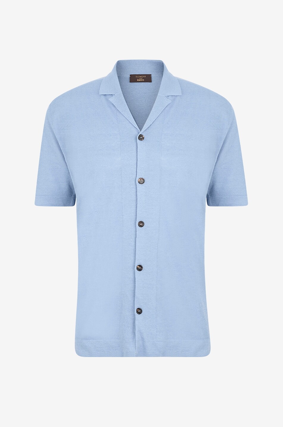 SLOWEAR Chemise à manches courtes en jersey de lin et coton Homme BLEU MOYEN 1