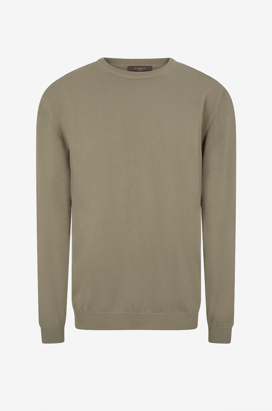 SLOWEAR Pullover mit Rundhalsausschnitt gerippt aus Baumwolle Herren KHAKI 1