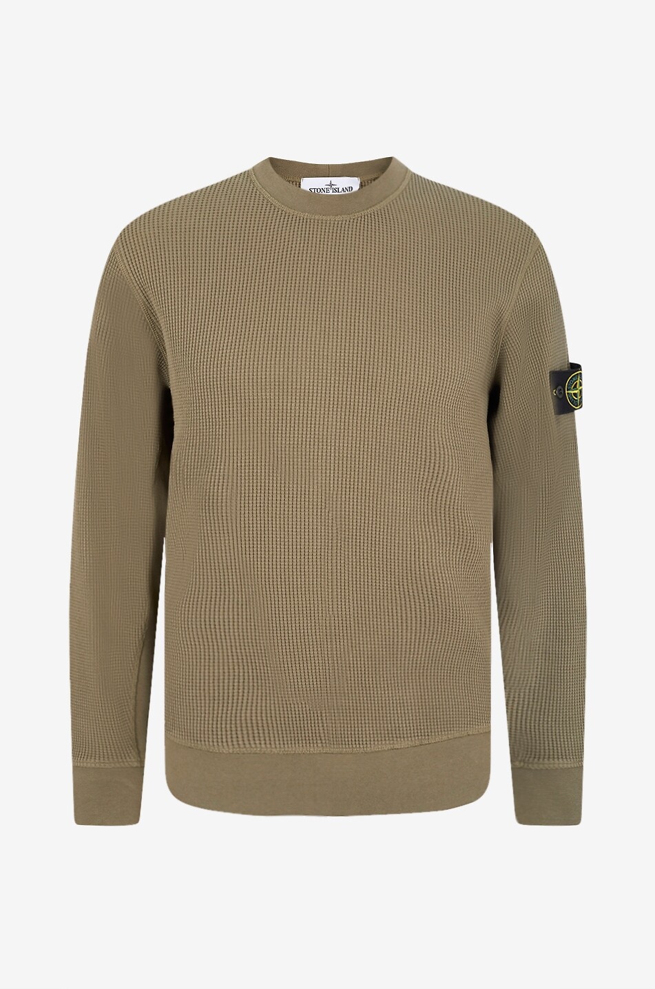 STONE ISLAND Sweat-shirt à col rond en coton 6100056 Organic Cotton Waffle Fleece Homme KAKI 1