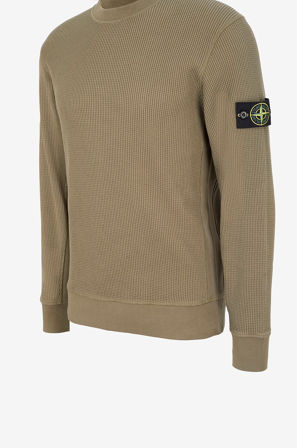 STONE ISLAND Sweat-shirt à col rond en coton 6100056 Organic Cotton Waffle Fleece Homme KAKI 3