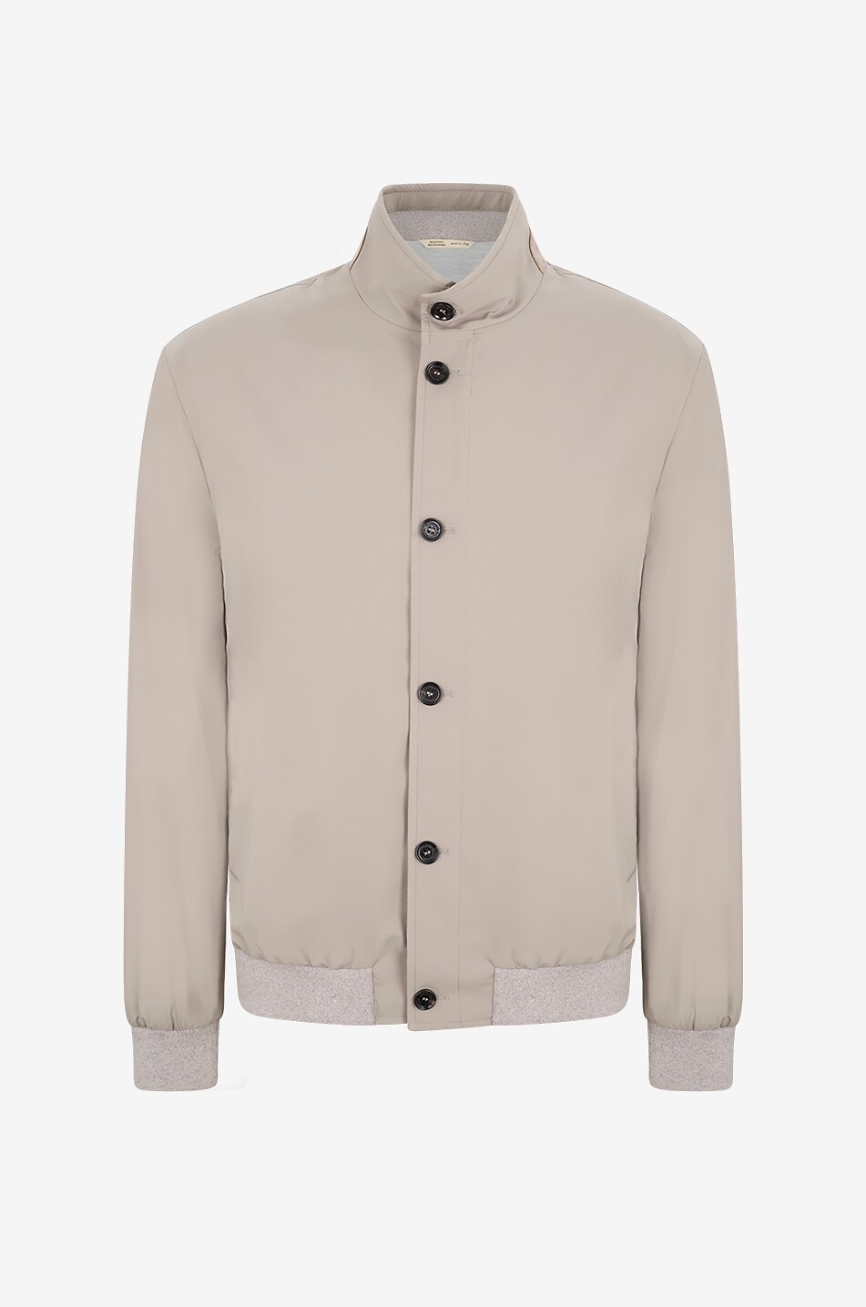 Blouson léger boutonné à col montant en microfibres