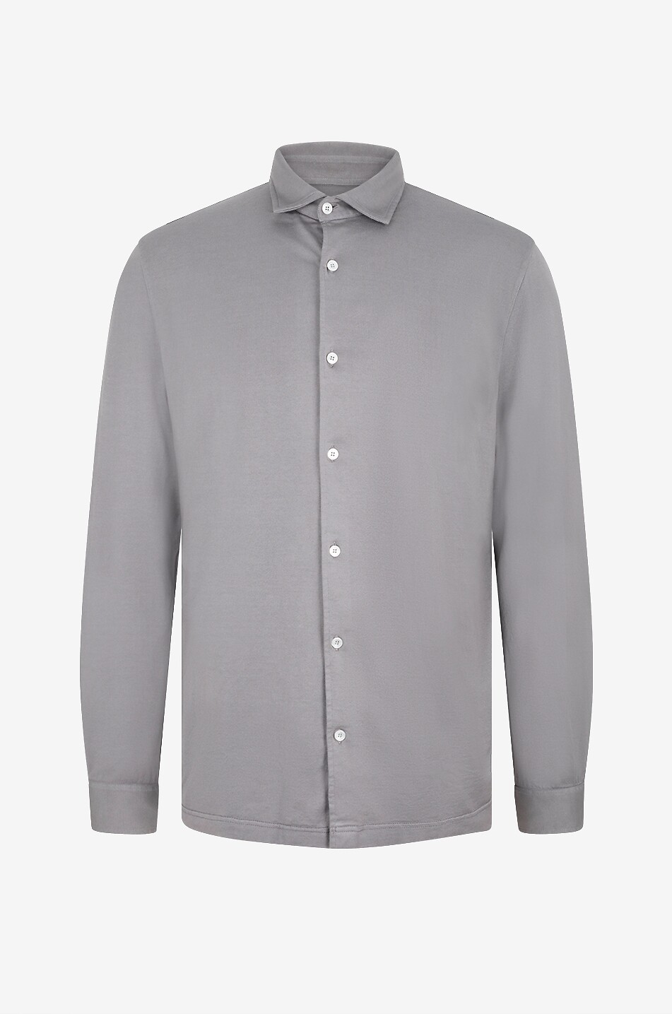 FEDELI Dusty Giza cotton jersey long-sleeved shirt Men MEDIUM GREY 1