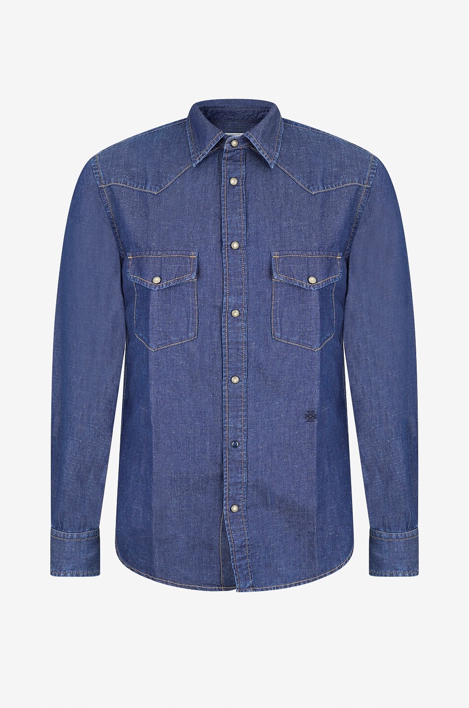 JACOB COHEN Chemise western en denim de coton et lin à broderie Homme BLEU FONCE 1