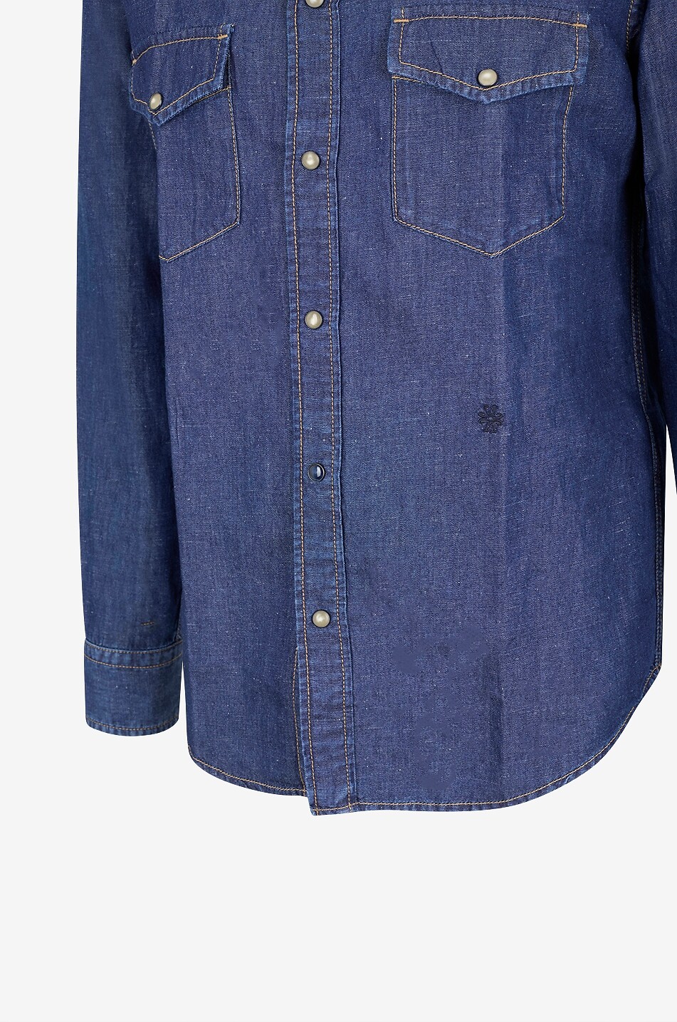 JACOB COHEN Chemise western en denim de coton et lin à broderie Homme BLEU FONCE 3