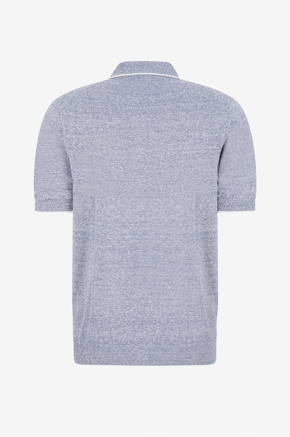 FEDELI Meliertes Zopfstrick-Polohemd aus Leinen und Baumwolle Irlanda Herren MITTELBLAU 2