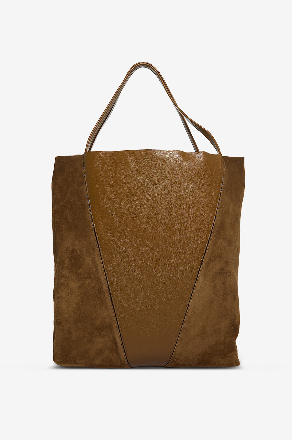 CHLOE Chloé Spin Large grained leather and suede tote bag Women BROWN 3