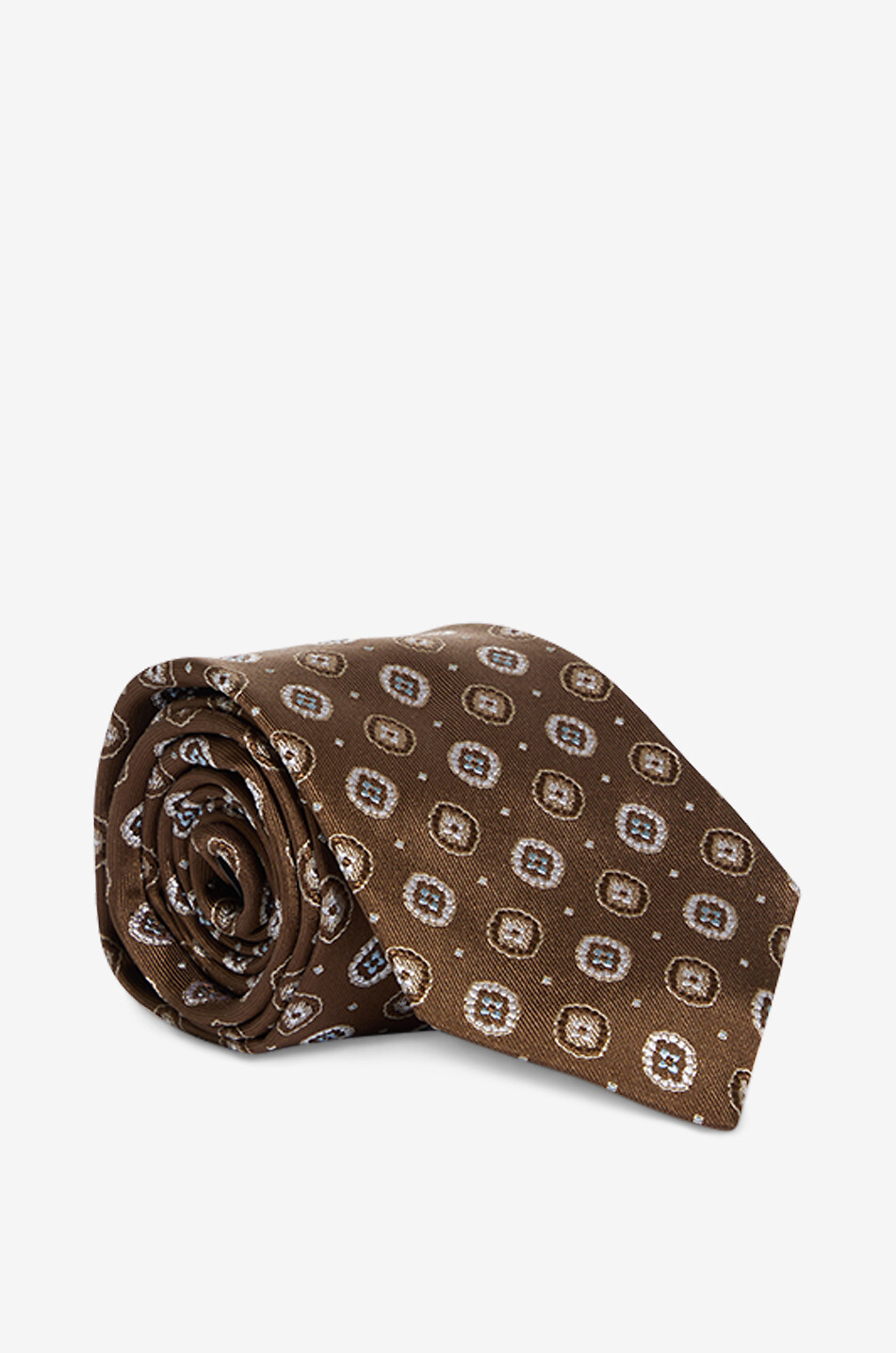 BONGENIE Printed silk tie Men BROWN 1