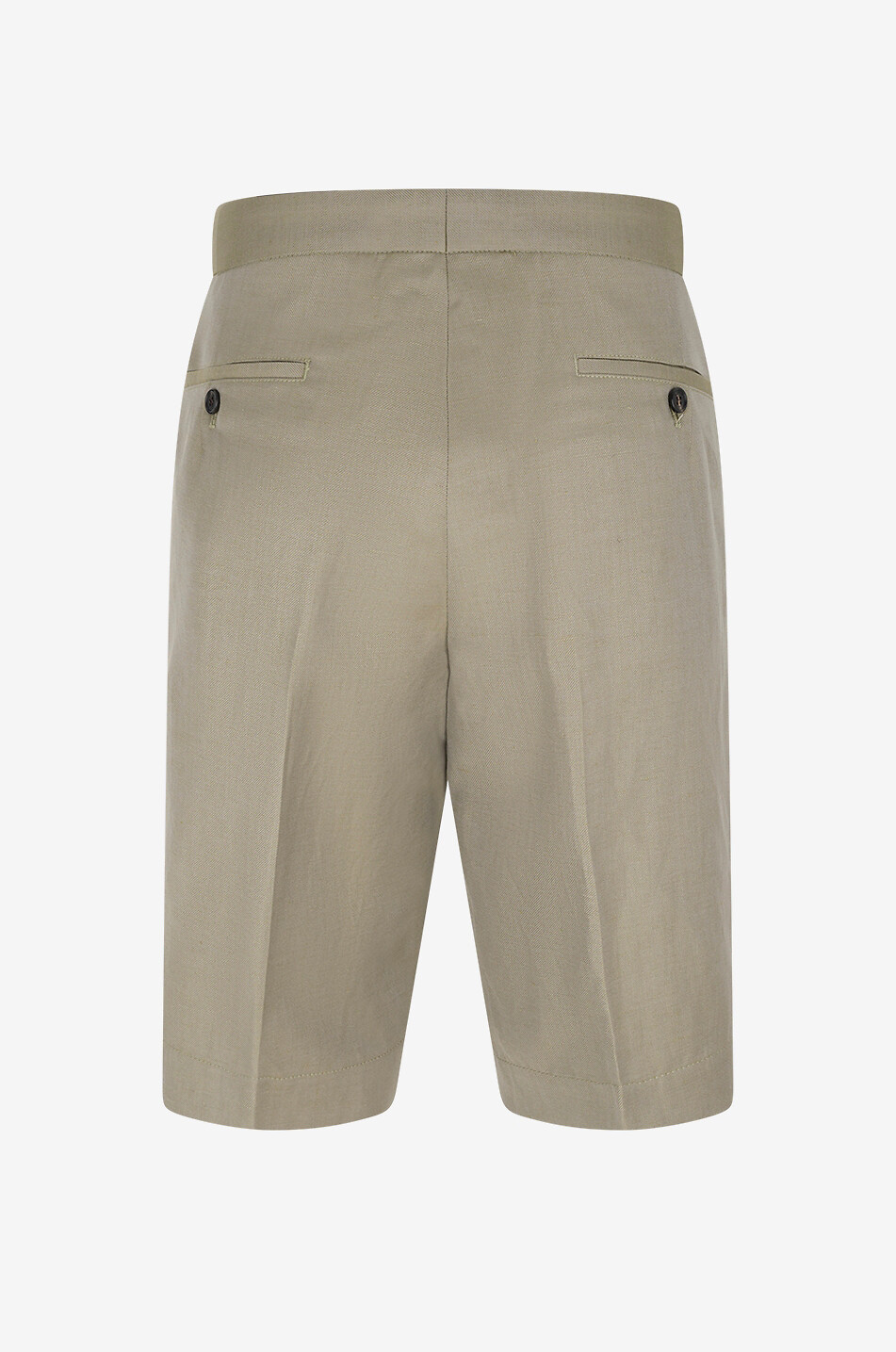 SLOWEAR Bermuda à pinces en laine vierge et lin Homme VERT 2