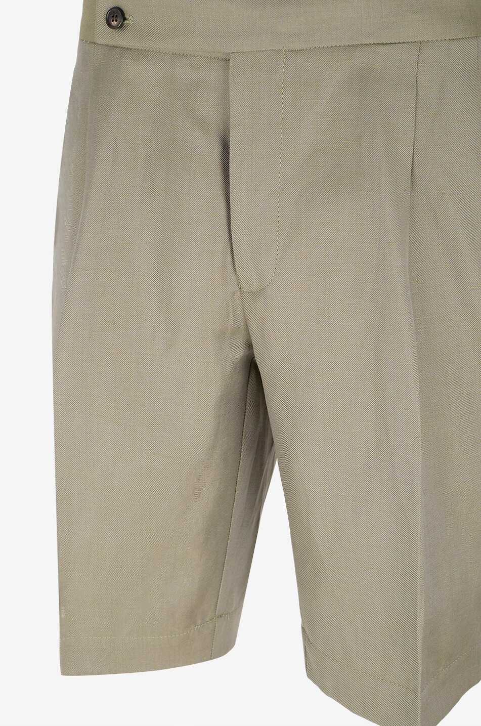 SLOWEAR Bermuda à pinces en laine vierge et lin Homme VERT 3