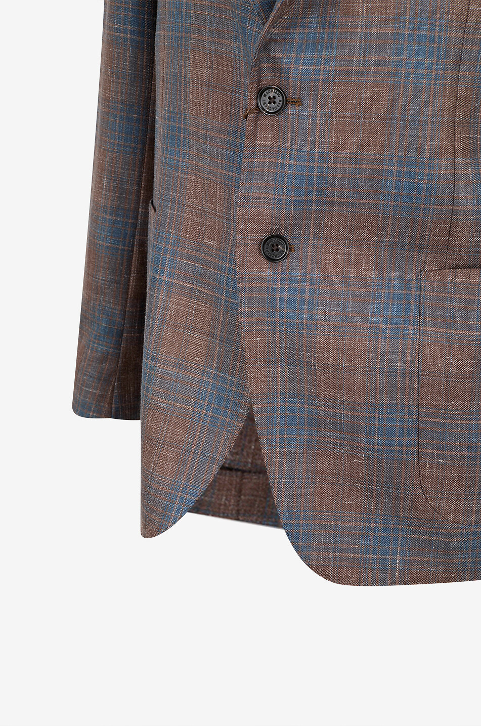 MAURIZIO BALDASSARI Karierter einreihiger Blazer aus Wolle und Seide Herren BRAUN 3