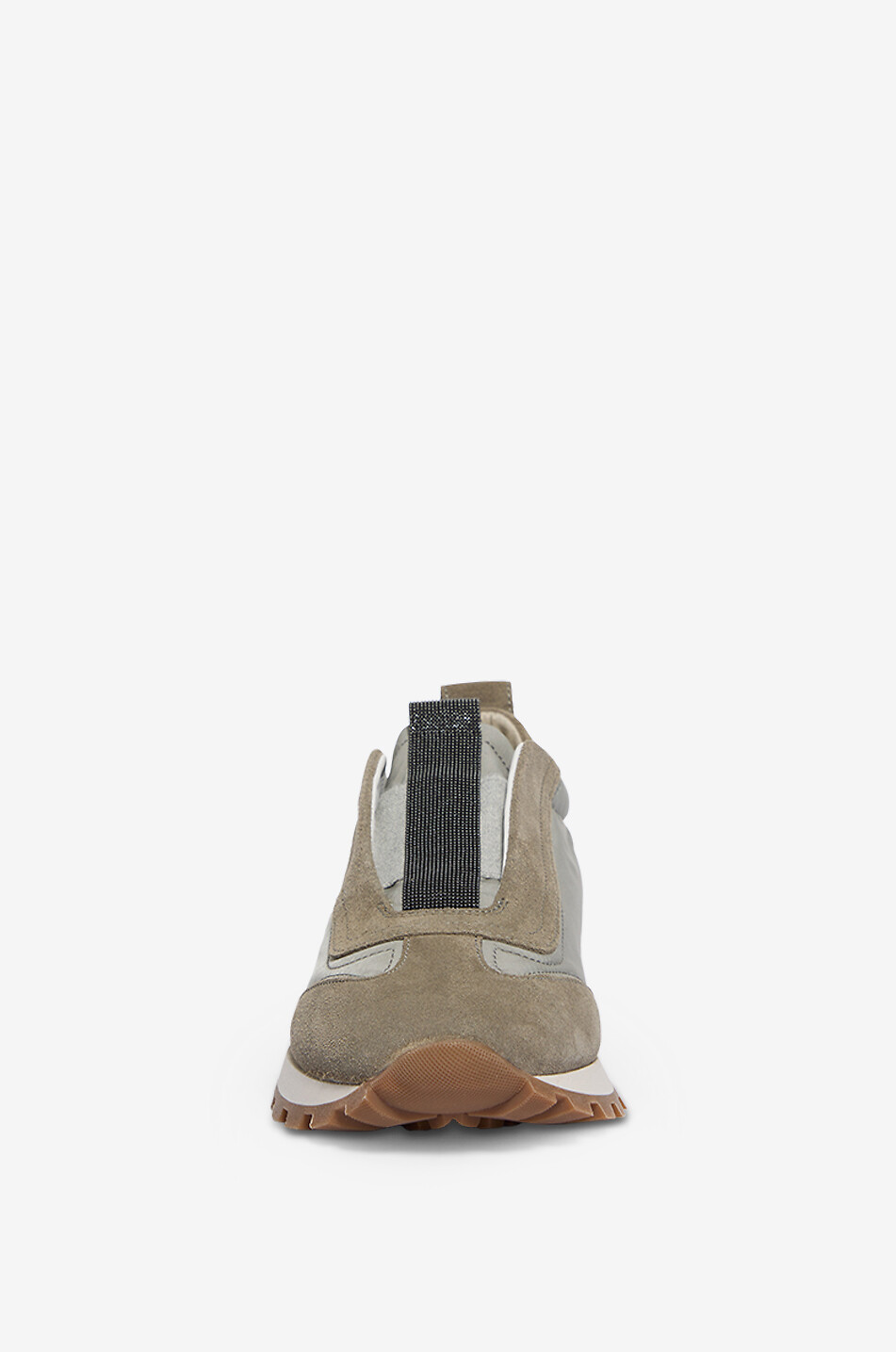 BRUNELLO CUCINELLI Active Monili embellished nylon and suede slip-on sneakers Women KHAKI 2