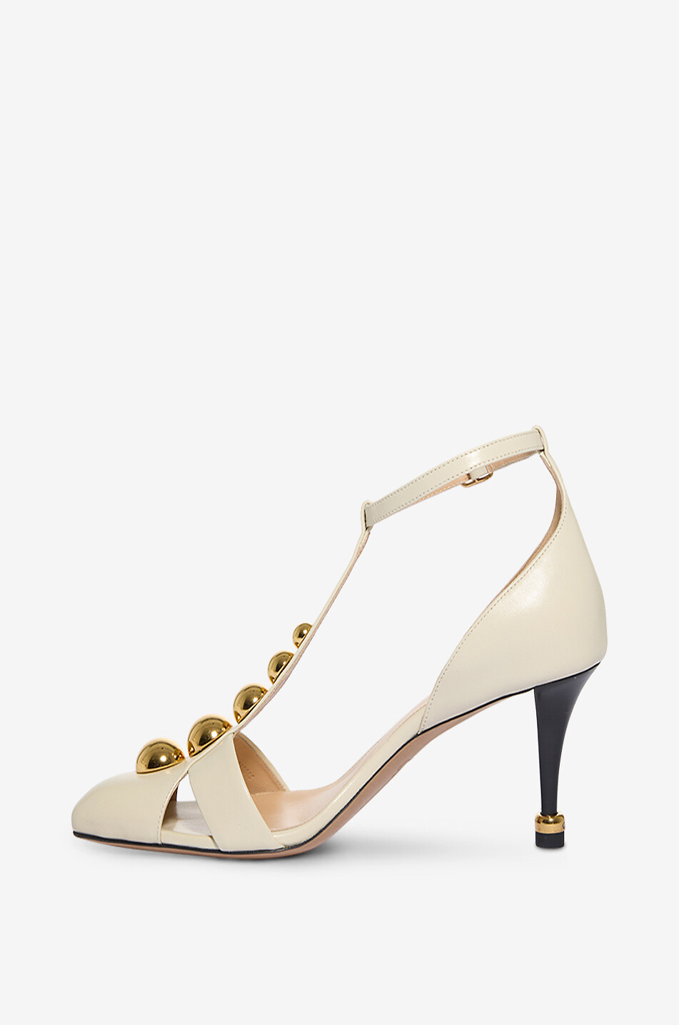 CHLOE Cleia 70 studded leather T-strap pumps Women WHITE 3