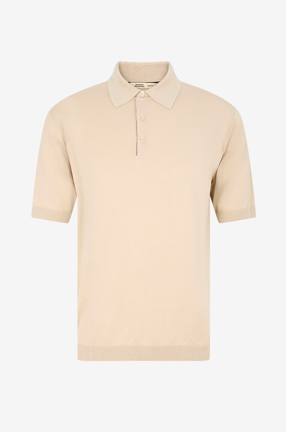 MAURIZIO BALDASSARI Strick-Polohemd aus Seide und Baumwolle mit kurzen Ärmeln Herren Mittle beige 1