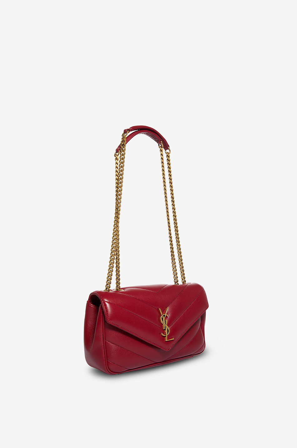SAINT LAURENT PARIS Loulou Small quilted smooth leather shoulder bag Women RED 2