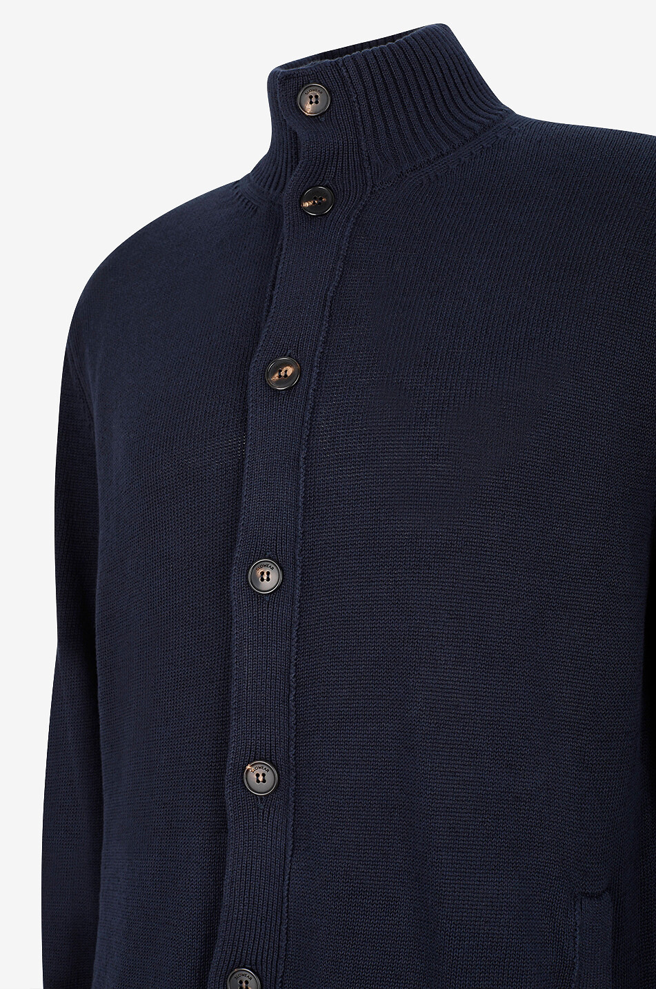 SLOWEAR Cardigan boutonné à col montant en lin et coton Homme BLEU FONCE 3