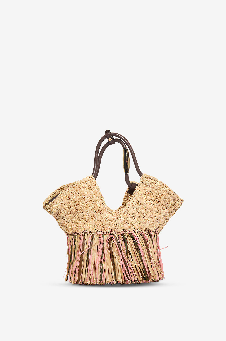 ZIMMERMANN Goldentime fringed raffia and leather tote bag Women BEIGE 3