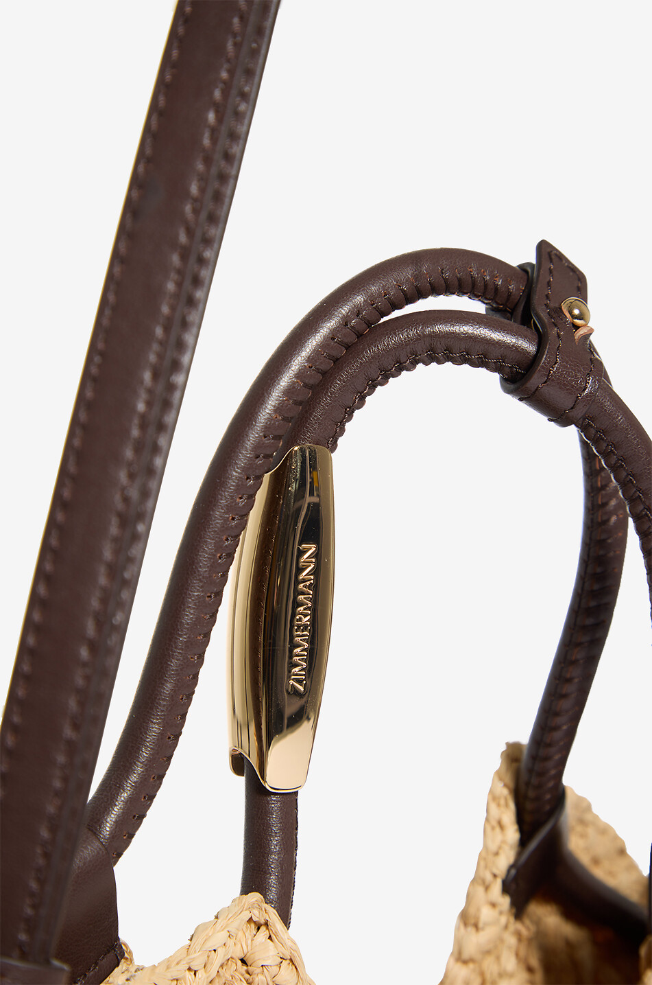 ZIMMERMANN Goldentime fringed raffia and leather tote bag Women BEIGE 6