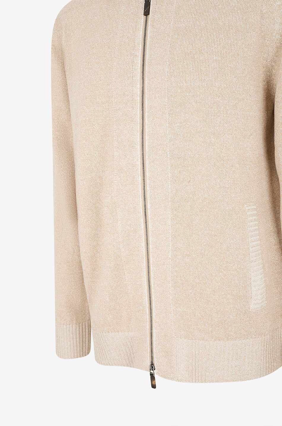 MAURIZIO BALDASSARI Blouson zippé en maille de lin mélangé Vanisé Homme Beige clair 3