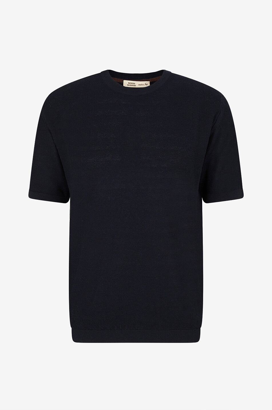 MAURIZIO BALDASSARI Pull à manches courtes maille chevron en soie et coton Homme BLEU FONCE 1