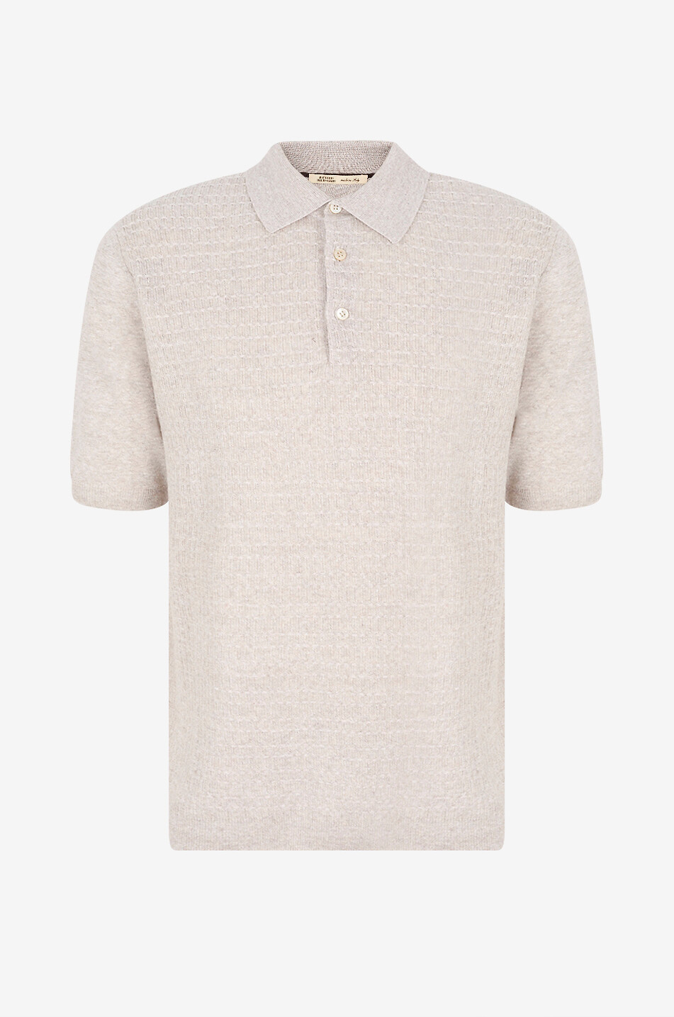 MAURIZIO BALDASSARI Polo à manches courtes en maille chiné de lin et cachemire Homme Beige clair 1