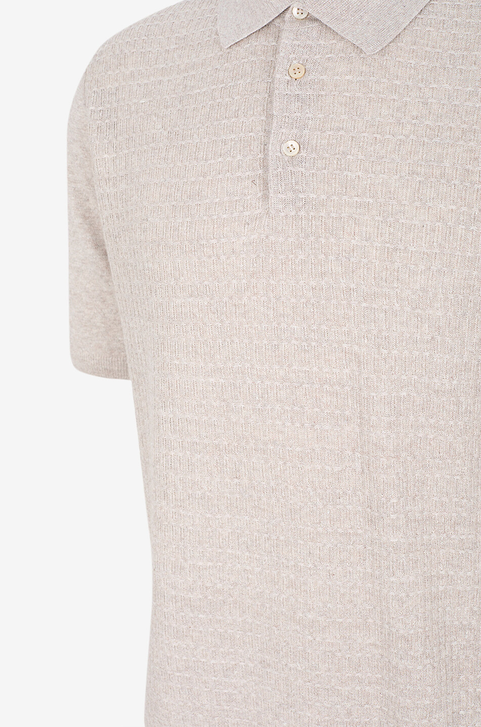 MAURIZIO BALDASSARI Polo à manches courtes en maille chiné de lin et cachemire Homme Beige clair 3