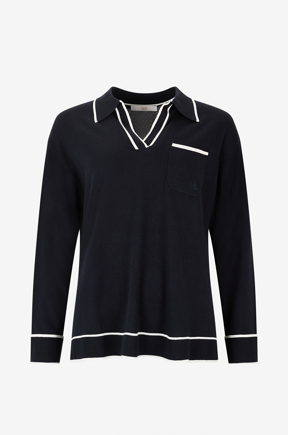 Pull polo ample en soie et coton