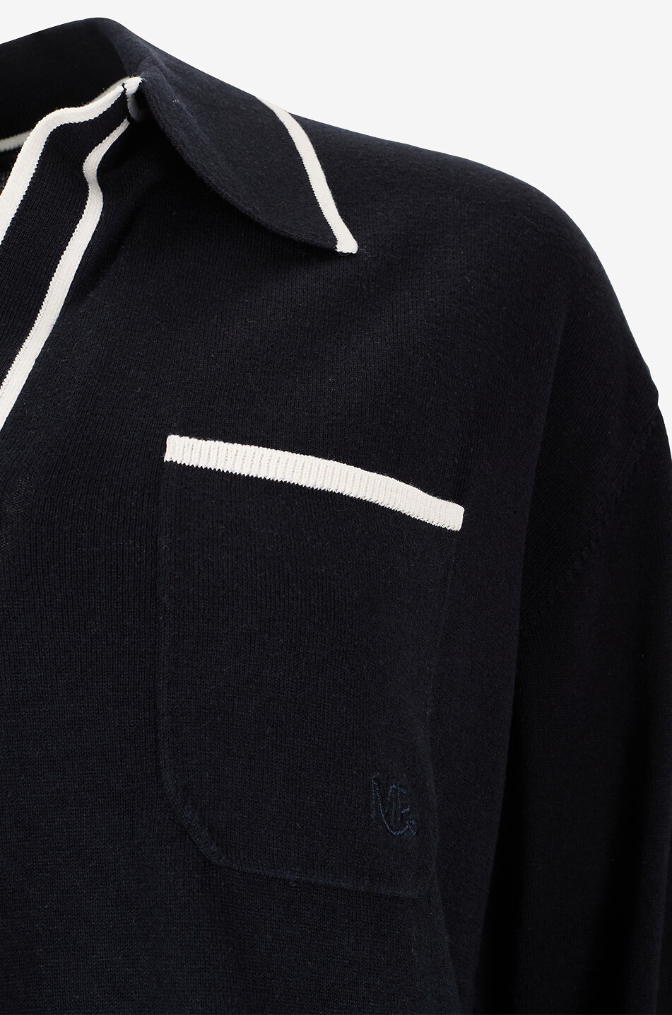 MARINA RINALDI Pull polo ample en soie et coton Femme BLEU FONCE 3