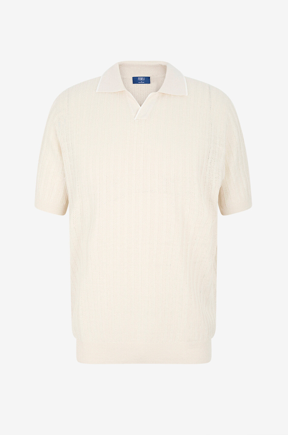FEDELI Kurzarm-Strick-Polohemd mit Streifen Soul Herren CREMEFARBEN 1