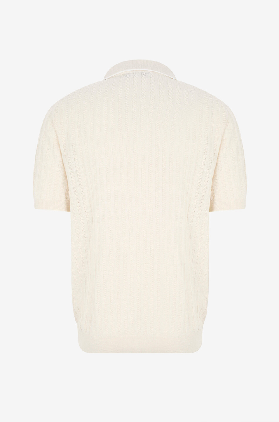 FEDELI Kurzarm-Strick-Polohemd mit Streifen Soul Herren CREMEFARBEN 2