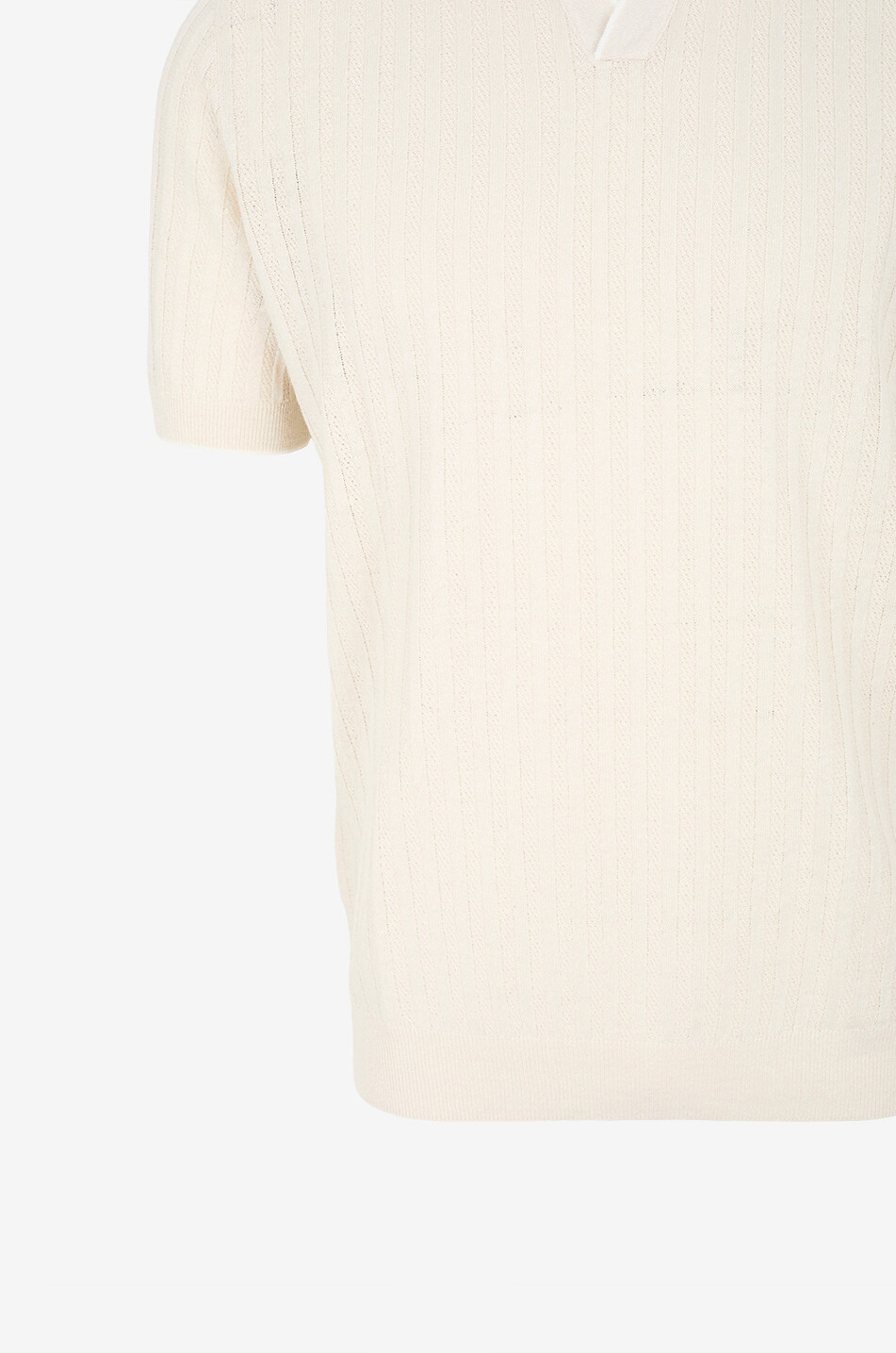 FEDELI Kurzarm-Strick-Polohemd mit Streifen Soul Herren CREMEFARBEN 3