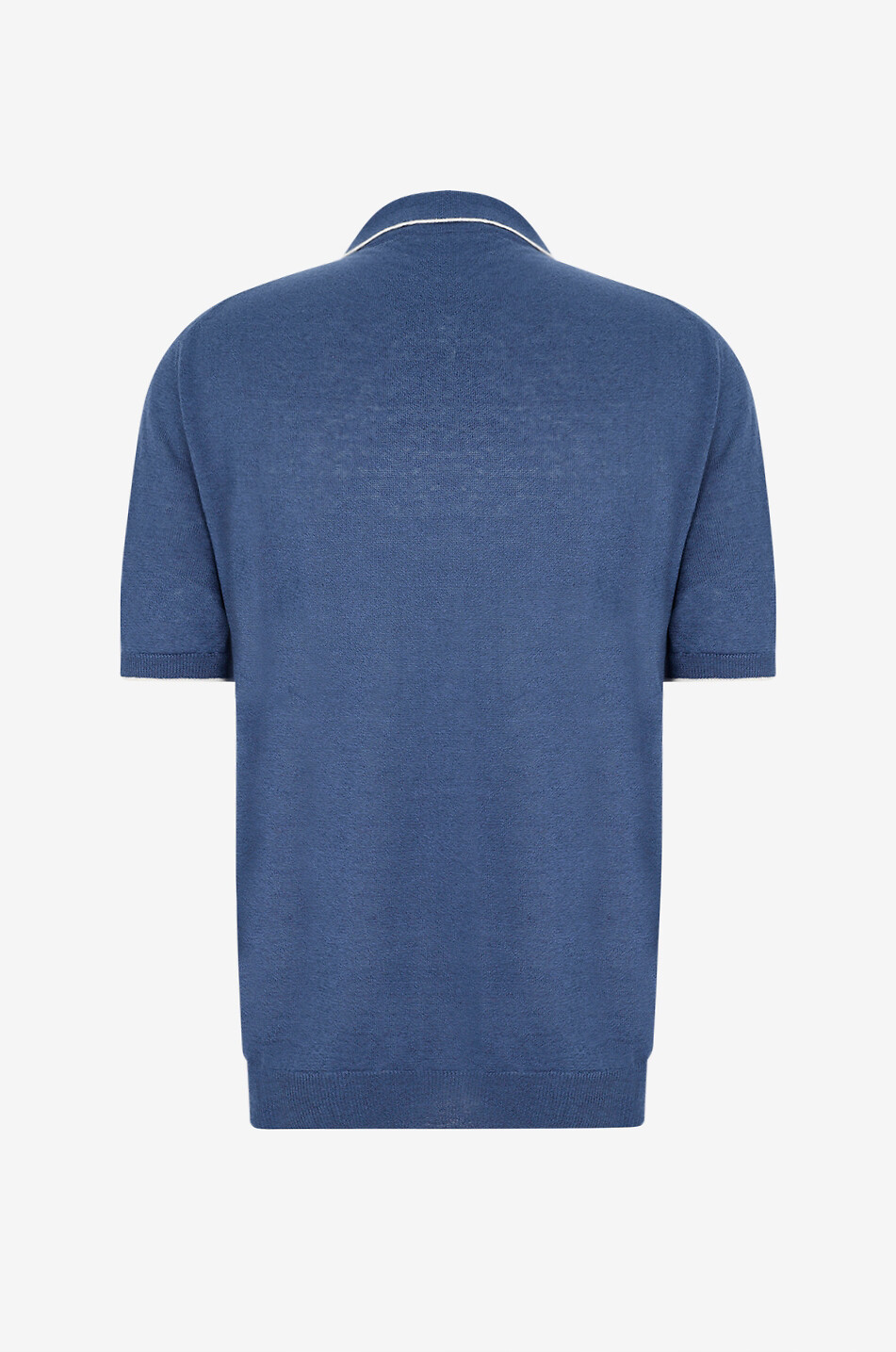 FEDELI Delta knit linen and cotton polo shirt Men MEDIUM BLUE 2