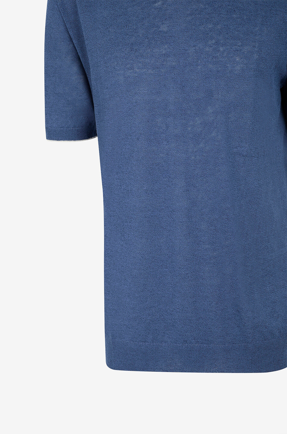 FEDELI Delta knit linen and cotton polo shirt Men MEDIUM BLUE 3