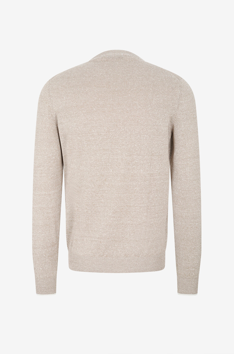 FEDELI Melierter Pullover mit Rundhalsausschnitt aus Leinenmix David Herren Hellbeige 2