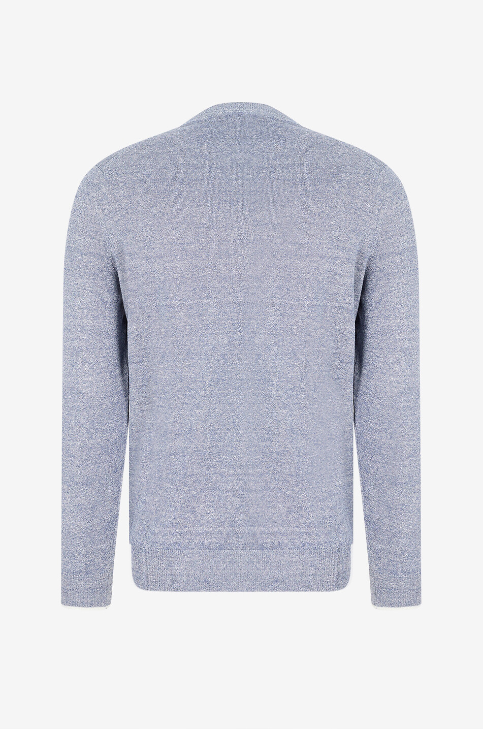 FEDELI Pull à col rond en lin mélangé chiné David Homme BLEU MOYEN 2