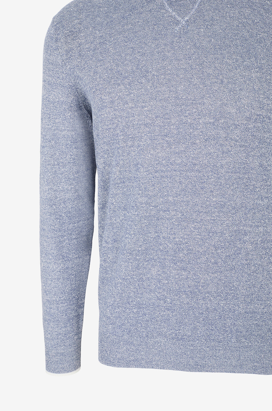 FEDELI Pull à col rond en lin mélangé chiné David Homme BLEU MOYEN 3