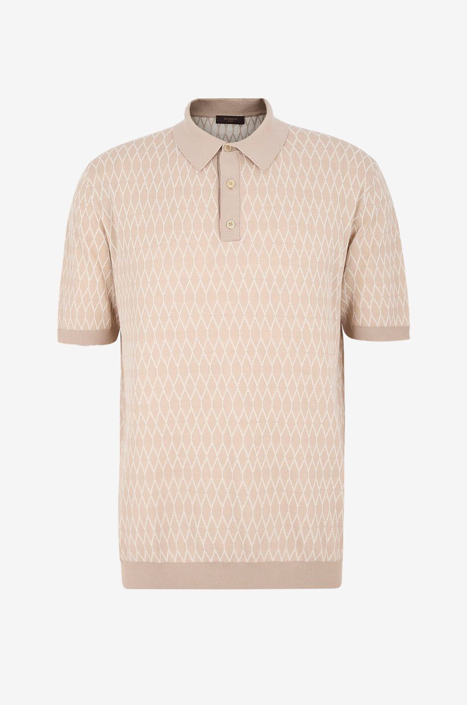 Jacquard-Strick-Polohemd aus Baumwolle mit Rautenmotiv