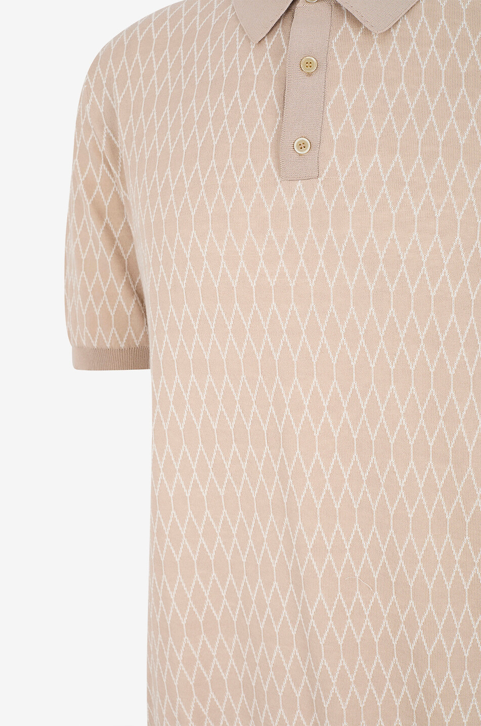 SLOWEAR Jacquard-Strick-Polohemd aus Baumwolle mit Rautenmotiv Herren Mittle beige 3