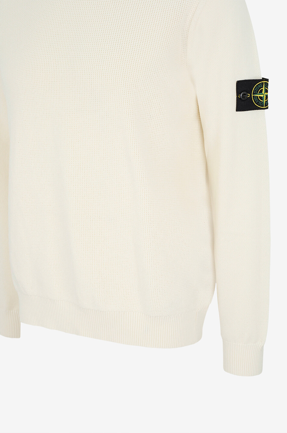 STONE ISLAND Pull à col rond 5100029 Micro Stitch Soft Organic Cotton Homme BLANC CASSE 3