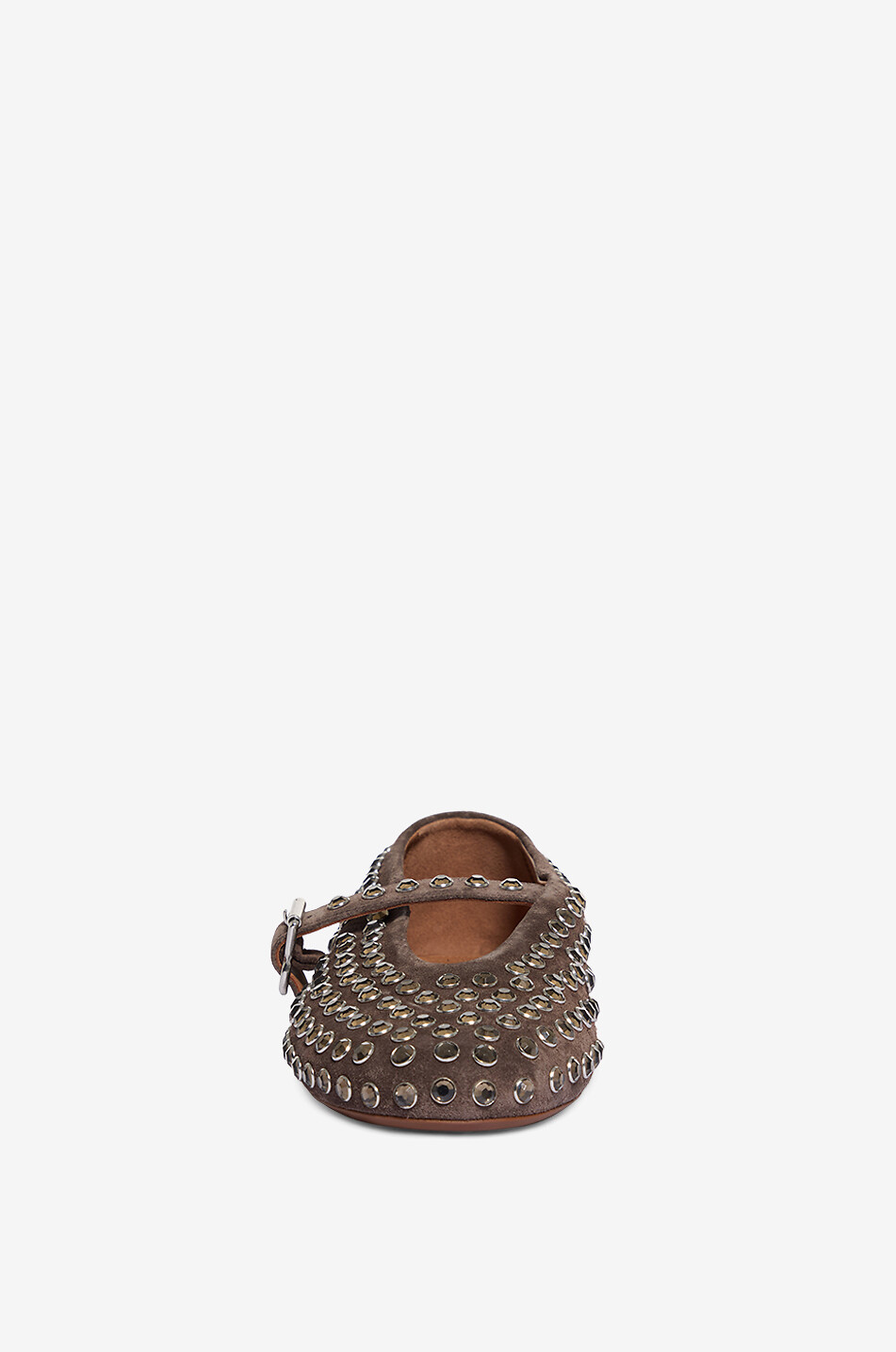 ALAÏA Rhinestone-adorned suede Mary Jane ballet flats Women DARK BROWN 2